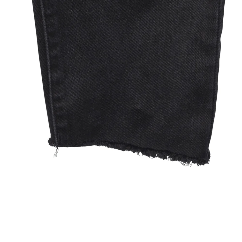 RISEN Womens Black Distressed Straight Leg Crop Ankle Denim Jeans Size 32